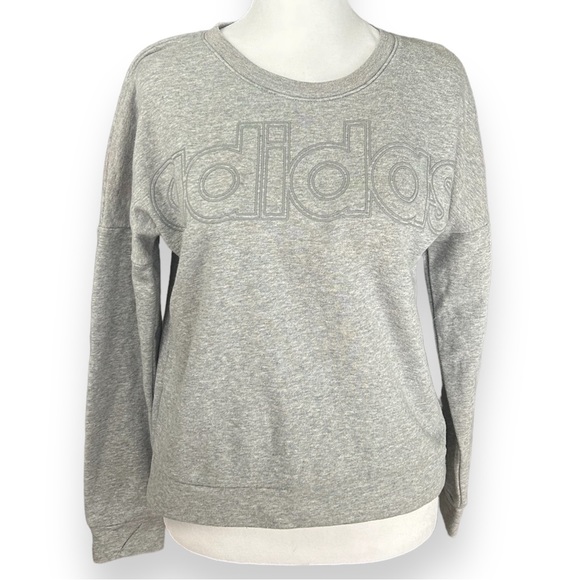 ADIDAS Women’s Gray/ Grey Crew Neck Sweatshirt with rubber logo on front Size XS - Picture 1 of 9